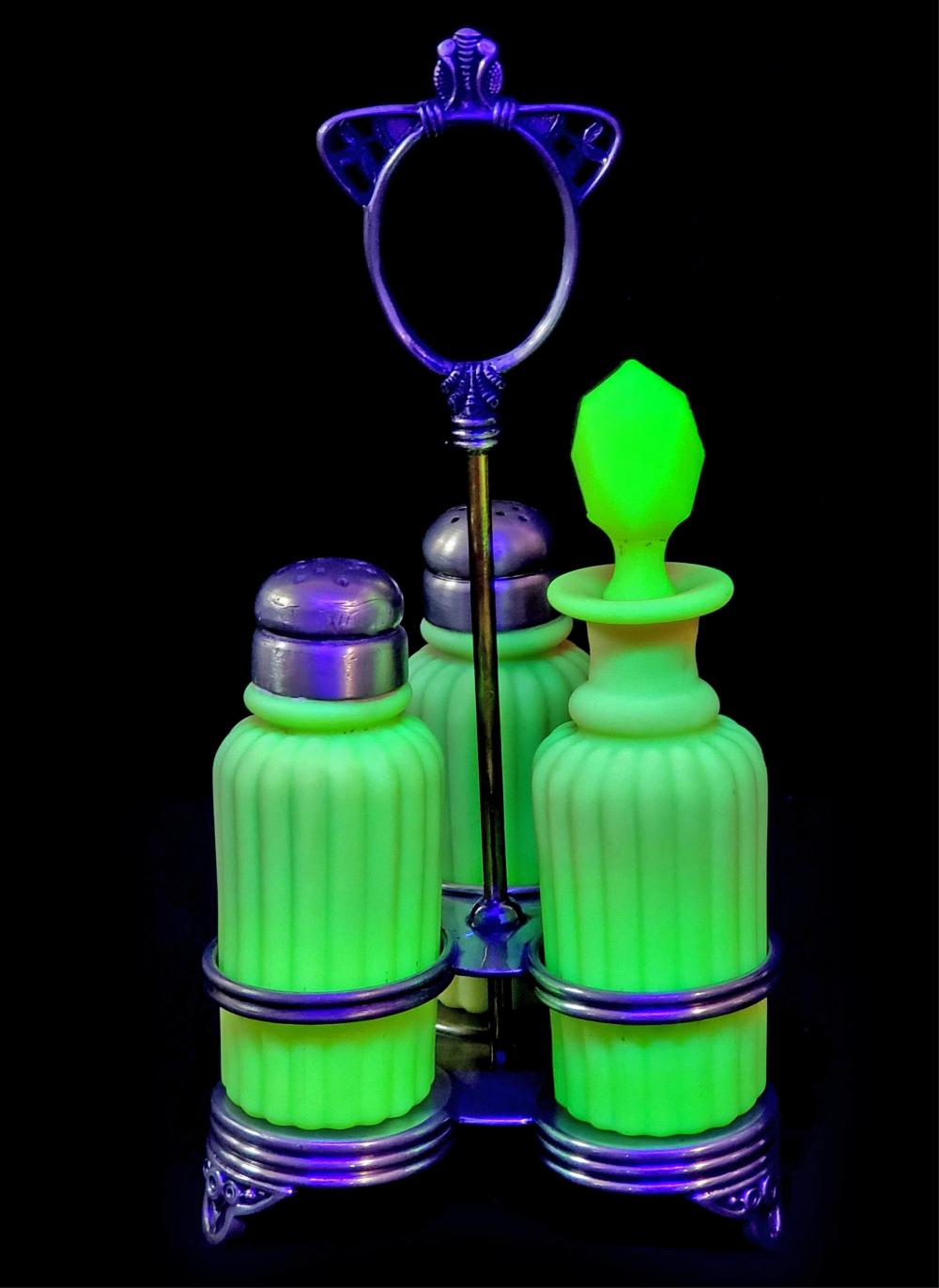 Mount Washington Burmese Glass Cruet Set