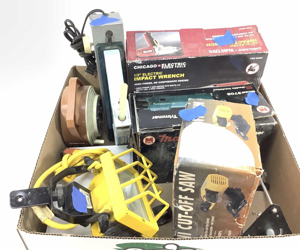 Makita Trimmer, Chicago Electric Drill, Light