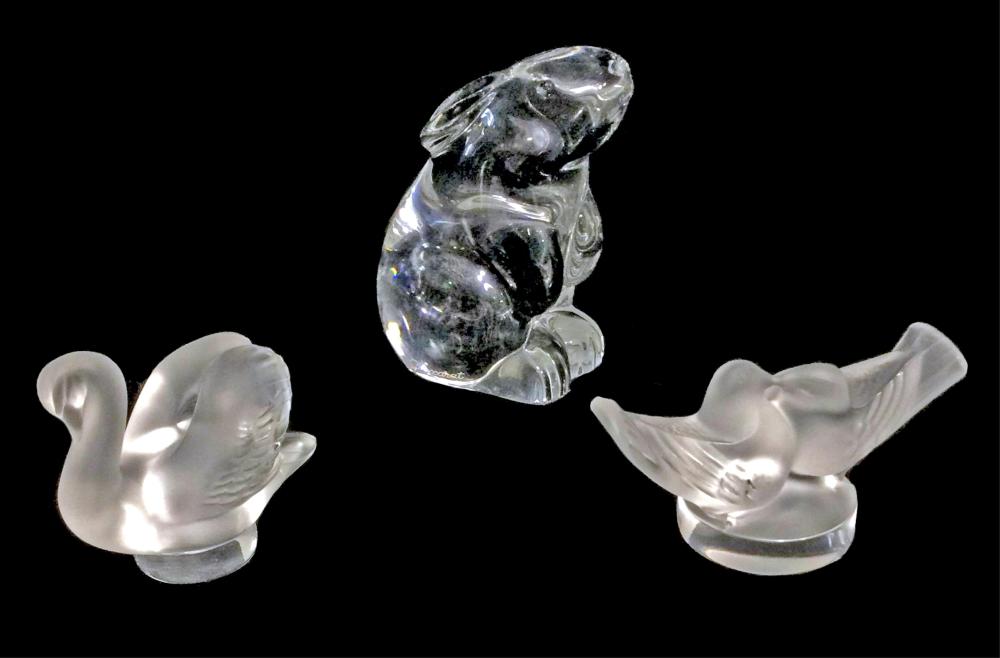 (3pc) Lalique & Baccarat Crystal Figures