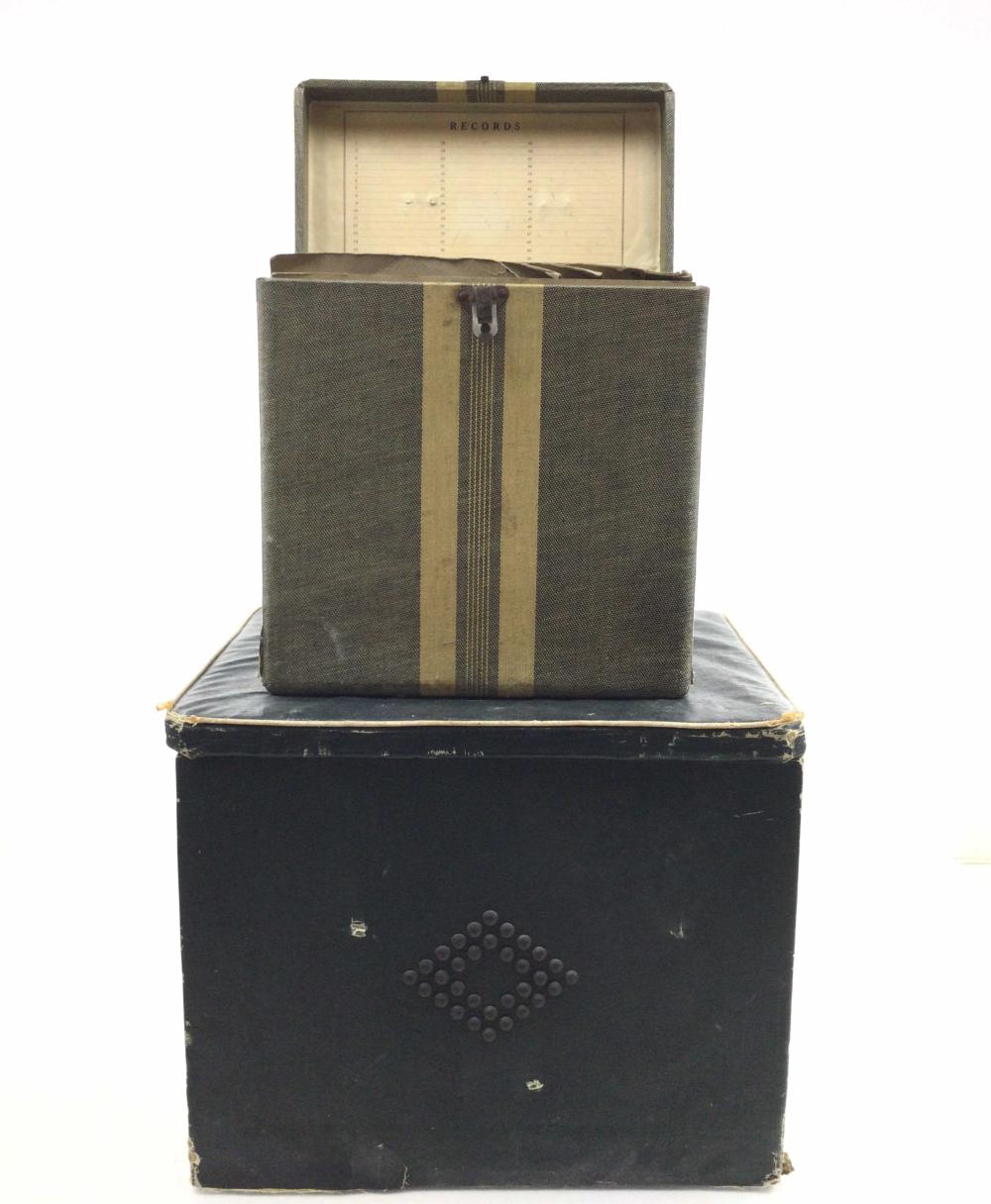 Vintage Record Filing Boxes w/ Vinyl Records