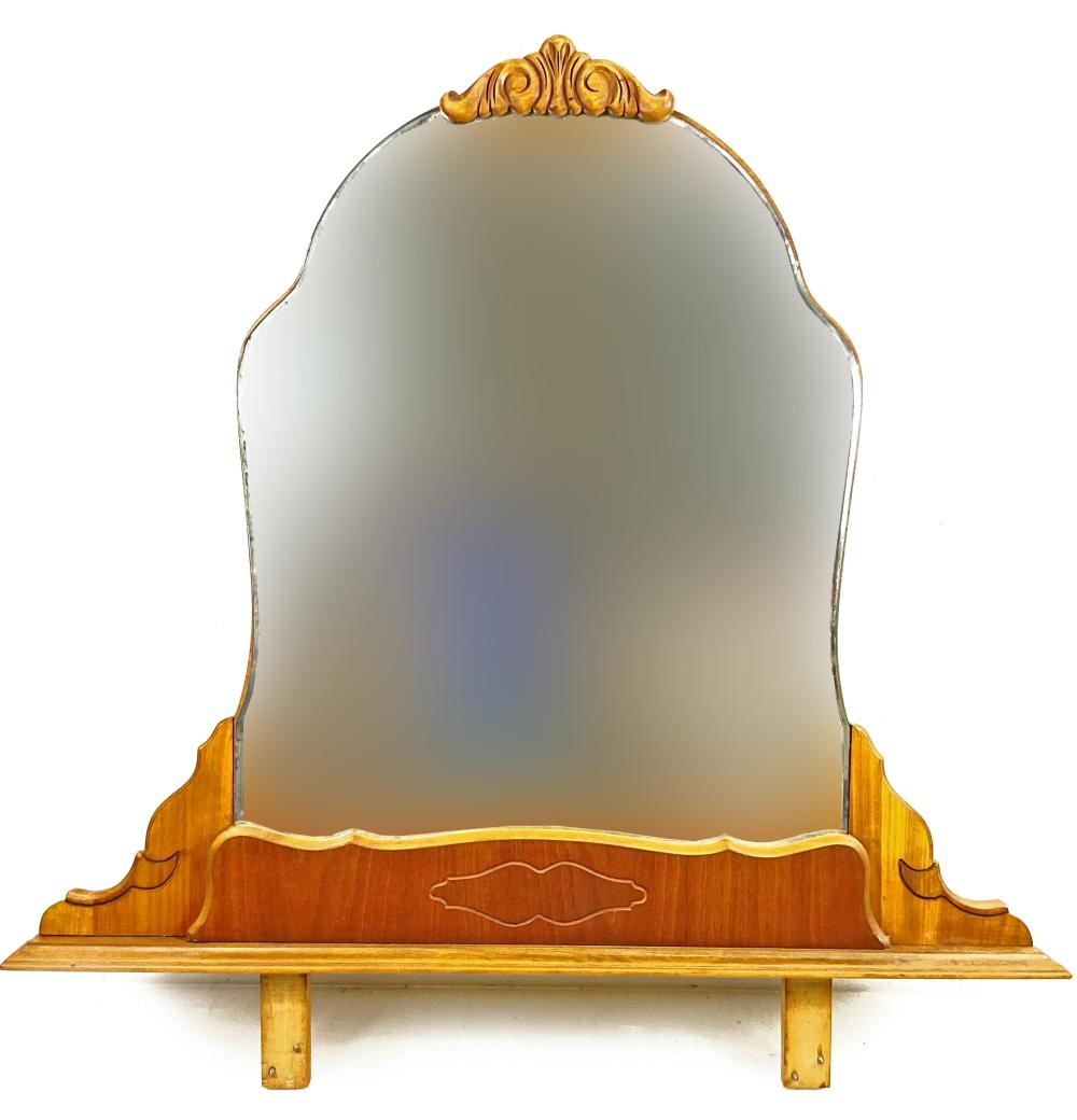 Antique Marquetry Wood Vanity Mirror