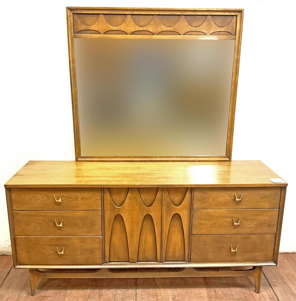 Broyhill Brasilia Mid Century Modern Triple Dresser & Mirror