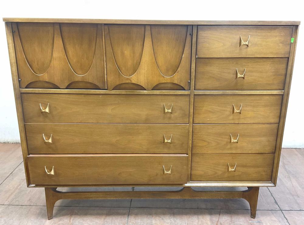 Broyhill Brasilia Mid Century Modern Walnut Magna Highboy Dresser