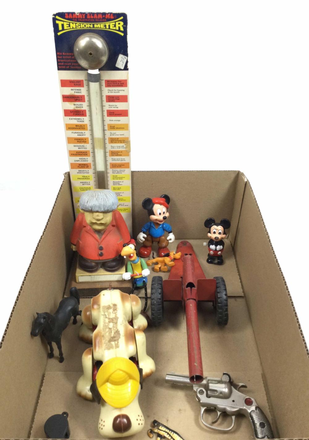 Vintage Children's Toys, Cap Gun, Mickey Figures