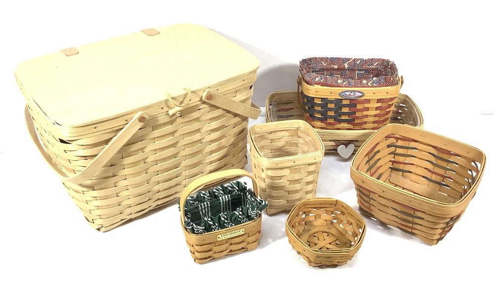 (7) Longaberger Baskets, Picnic Basket