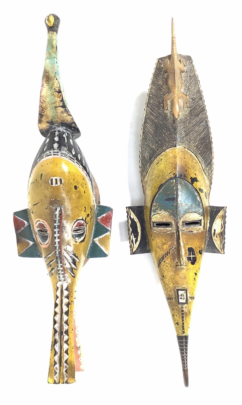 (2) African Carved Wood Tribal Masks