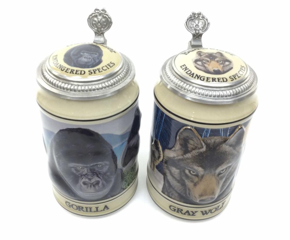 (8) Budweiser Endangered Species Beer Steins