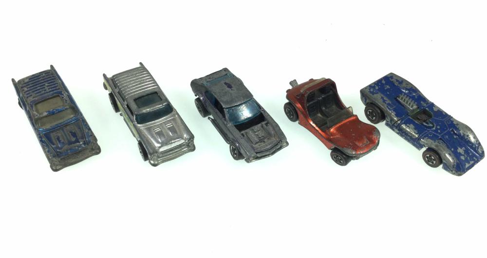 (5) 1969 Red Line Hot Wheels Diecast Cars
