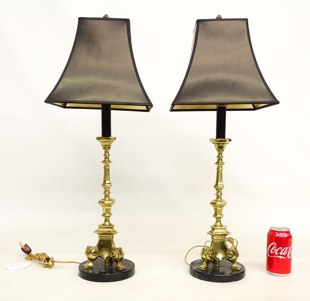 Pair Decorative Marble & Brass Lamps