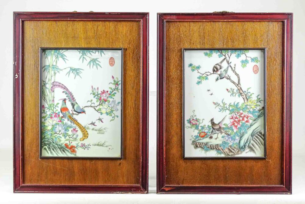 Pair Asian Ceramic Panels