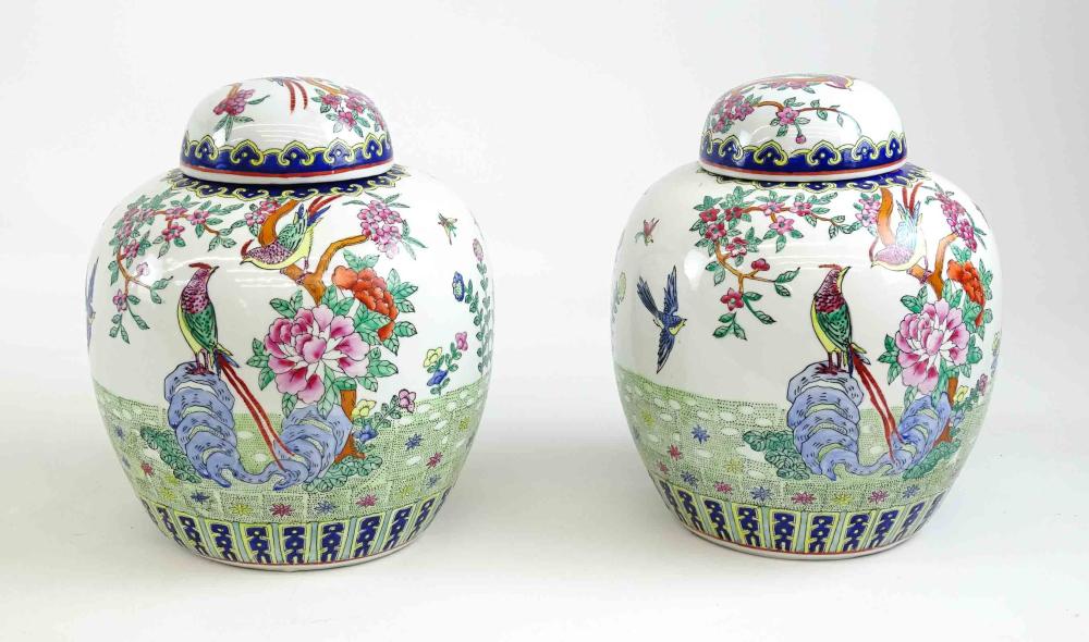 Pair Chinese Ceramic Ginger Jars