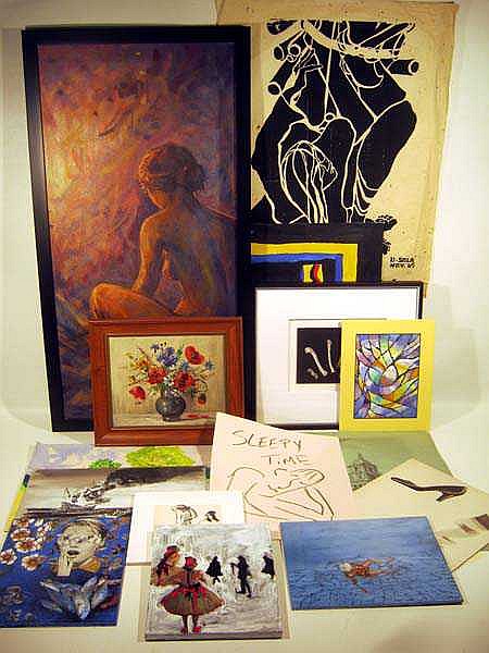 Oil Watercolor Painting ORIGINAL ARTWORK Sillkscreen...