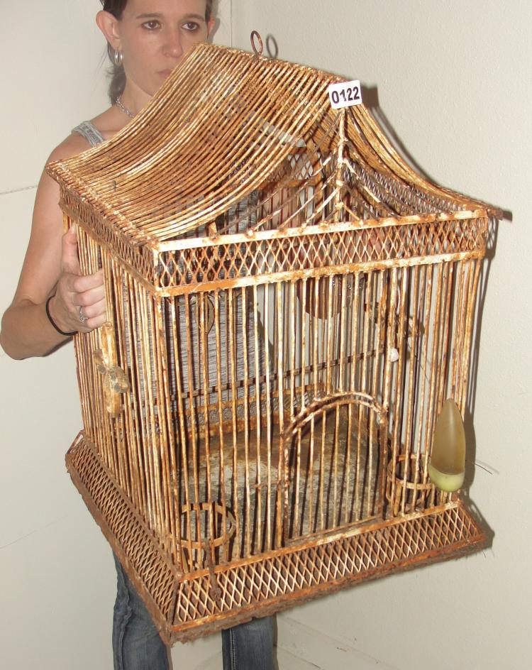 Large Vintage Metal Birdcage