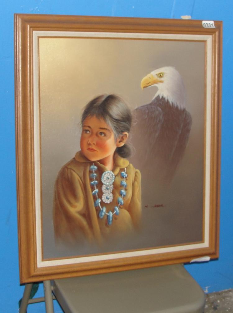 Native American Oil on Canvas Framed Print