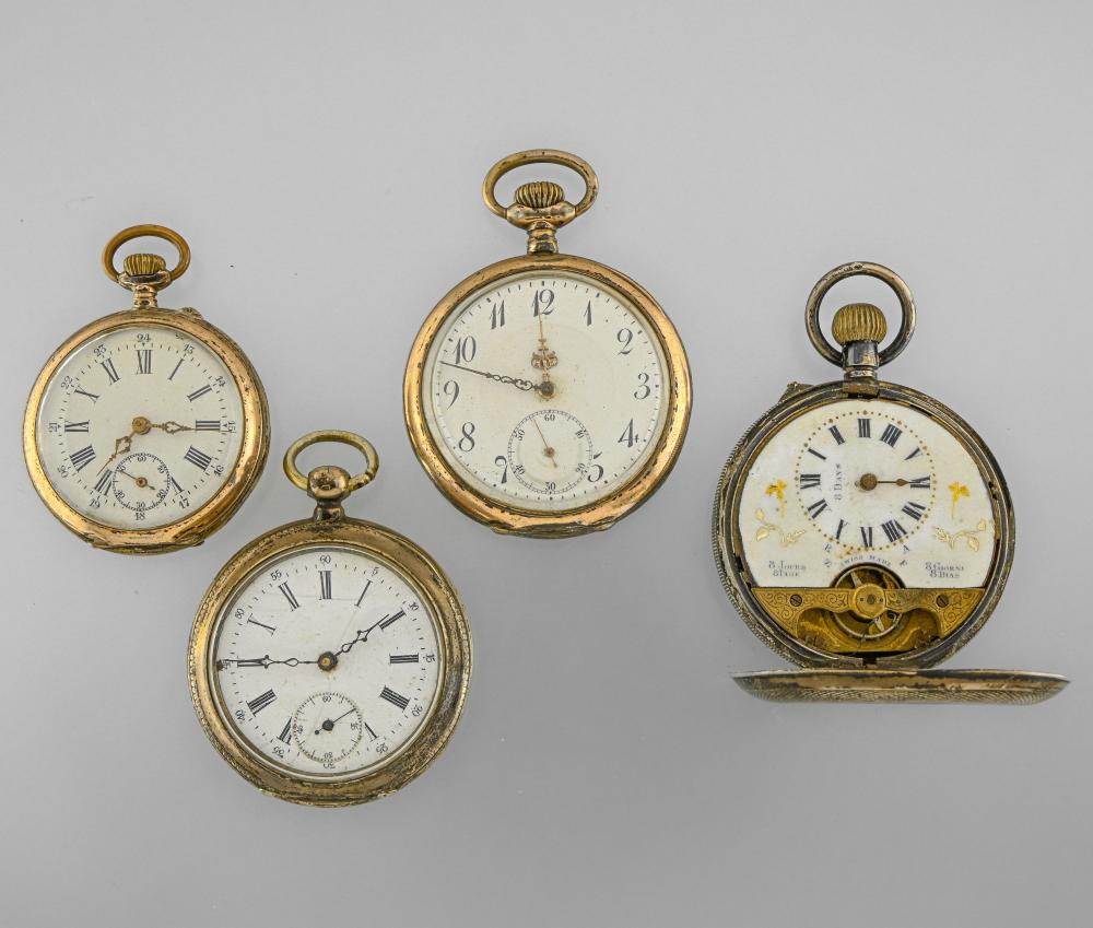Lot of four silver pocket watches