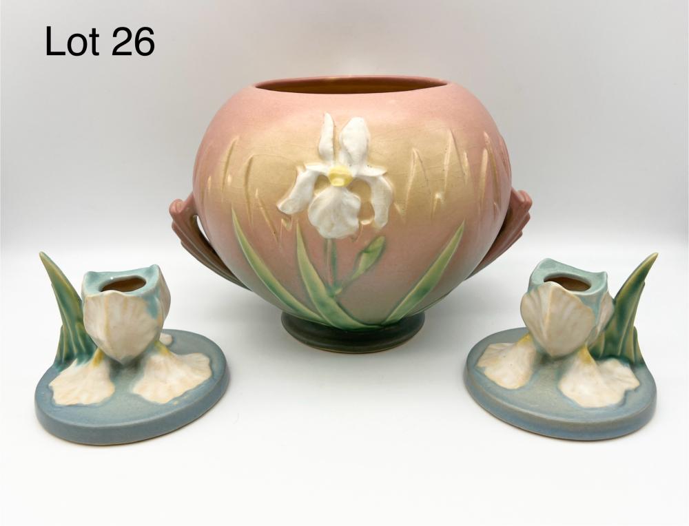 Lot of 1930s Roseville Iris Pattern Pottery