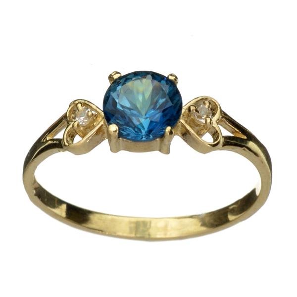 APP: 0.5k 14KT. Gold, 1.09CT Round Cut Blue Topaz And