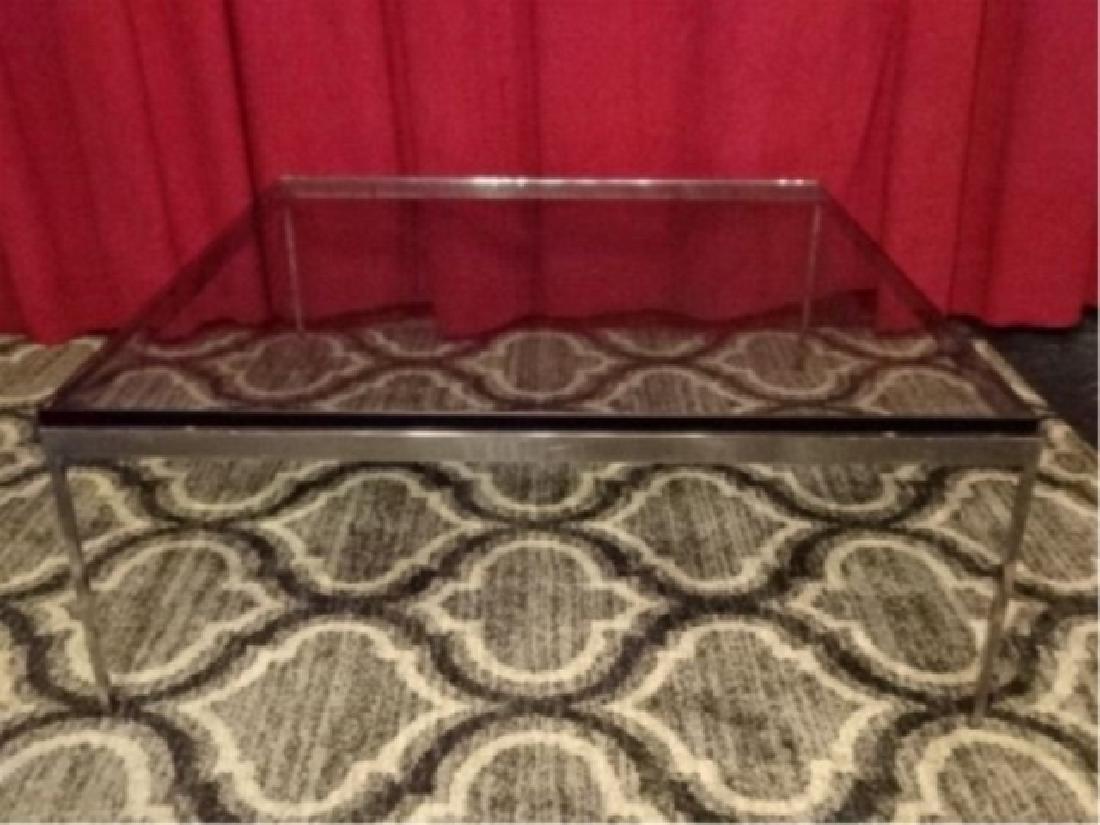 MID CENTURY CHROME STEEL COFFEE TABLE, FLORENCE KNOLL
