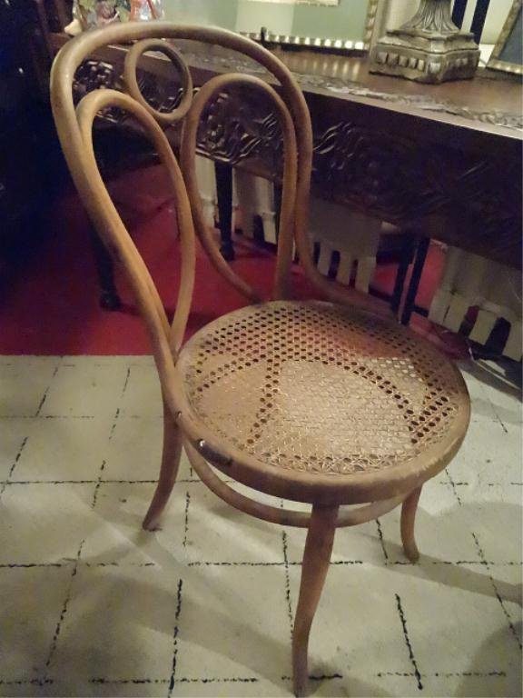 ANTIQUE THONET BENTWOOD CAFE CHAIR, CANE SEAT