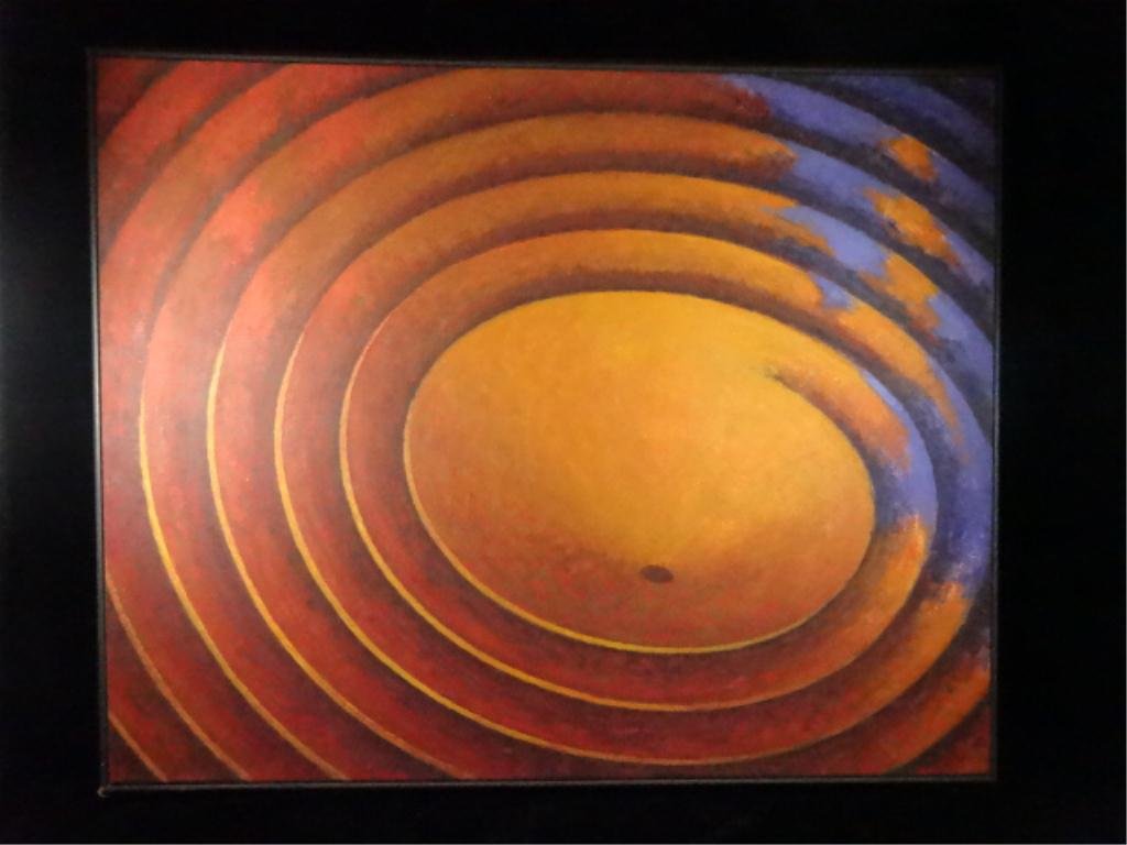 CONTEMPORARY PAINTING ON CANVAS, RED & BLUE WHIRLPOOL
