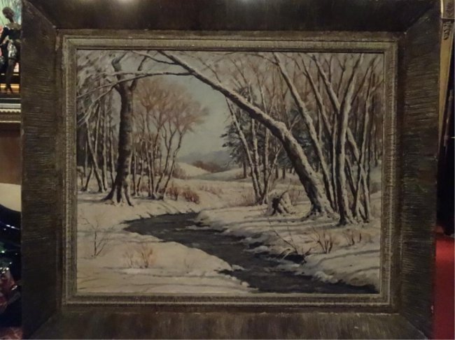 LORENSE OIL ON CANVAS PAINTING, WINTER LANDSCAPE WITH