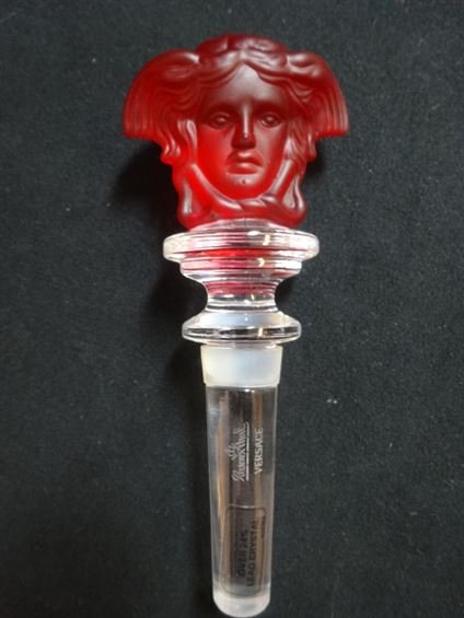 ROSENTHAL VERSACE MEDUSA CRYSTAL WINE STOPPER, RED