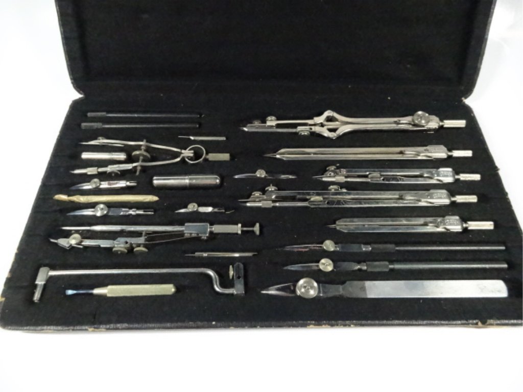 VINTAGE LOTTER DRAWING INSTRUMENT SET, DRAFTING TOOLS