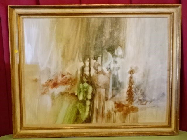 LARGE R. LAMAITRE OIL ON CANVAS PAINTING, ABSTRACT