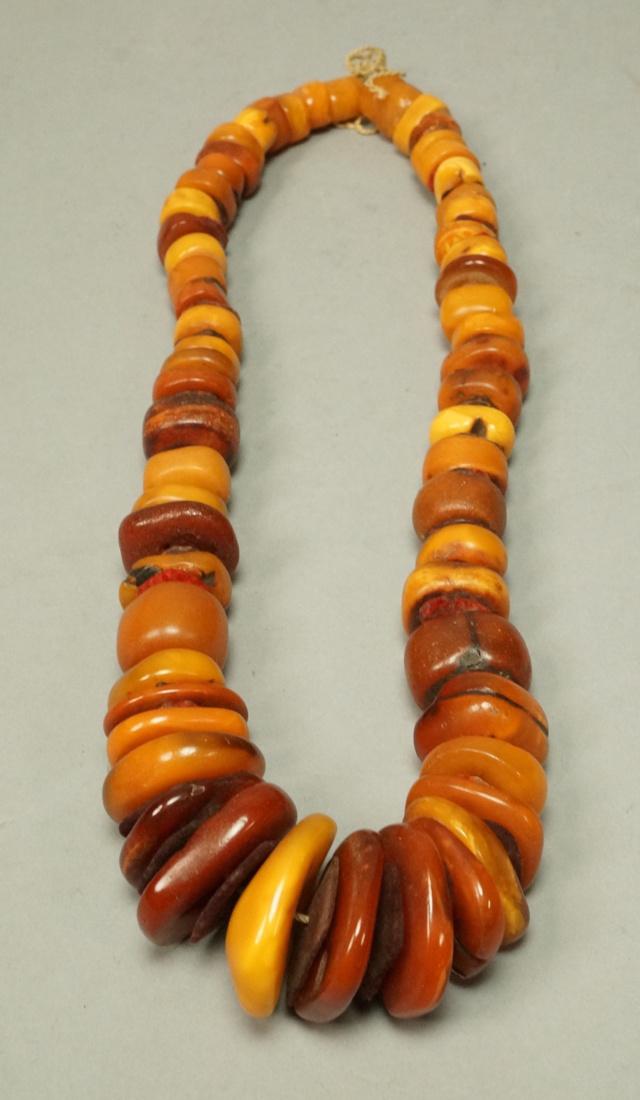 Tribal Graduated Amber Bead Necklace. Amber beads