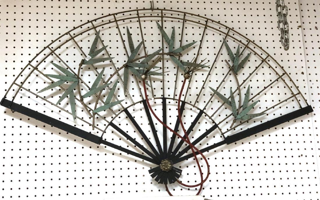 C. JERE Figural Japanese Fan Metal Wall Sculpture