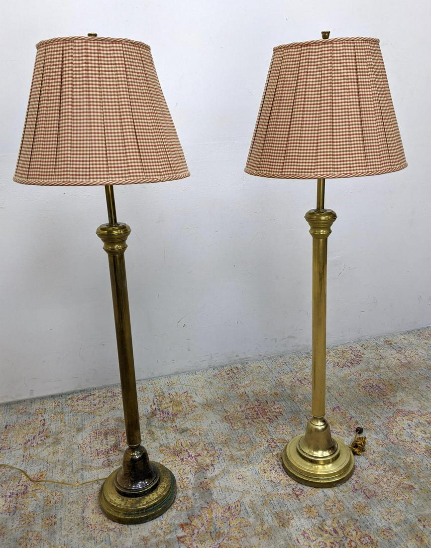 2 Brass Ralph Lauren Floor Lamps. Unmarked.