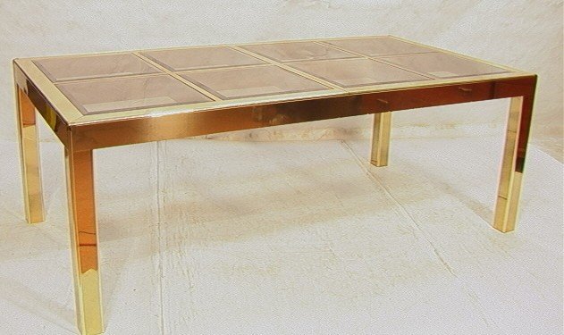 Mastercraft Dining Table. Brass Laminate Frame w