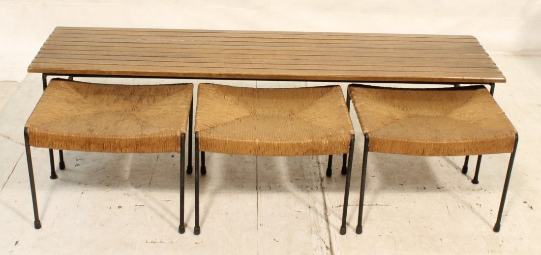 4 pc Iron Set. ARTHUR UMANOFF Bench & 3 Stools. L