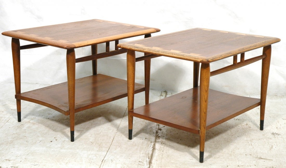 Pr American Modern LANE End Side Tables. Dovetail