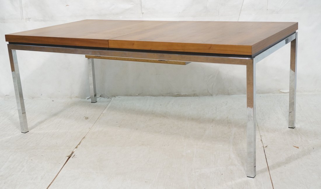 Modernist Thick Chrome Frame Dining Table. Thick