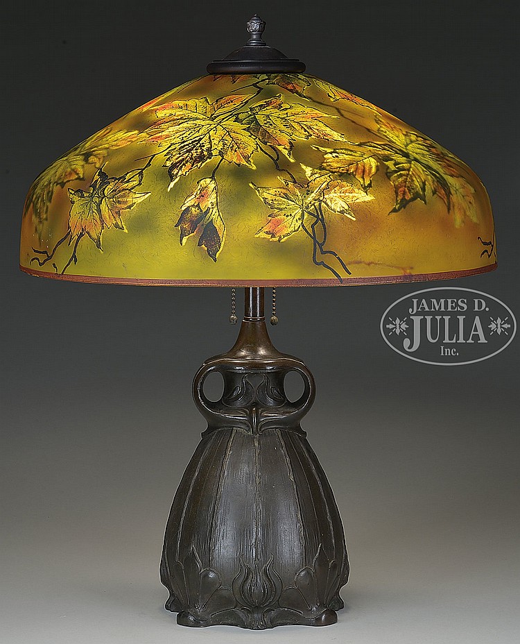 PITTSBURGH REVERSE PAINTED TABLE LAMP.