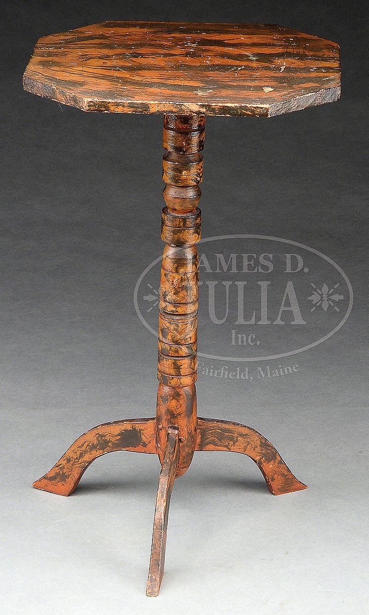 FOLK ART GRAIN PAINTED CANDLE STAND.