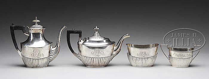 FOUR-PIECE GORHAM STERLING TEA SET.