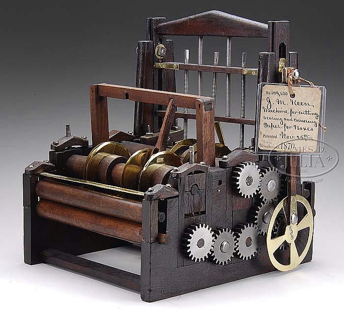 PATENT MODEL: MACHINE FOR PREPARING PAPER FOR BOXES.
