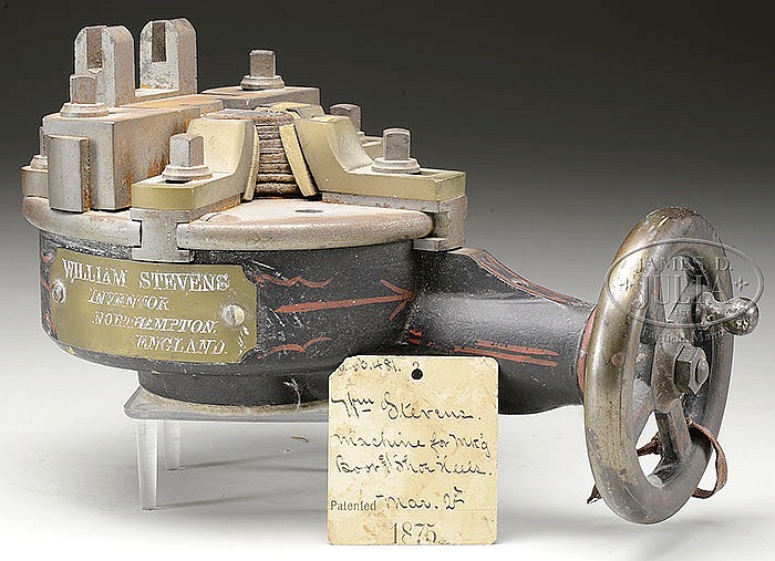 PATENT MODEL MACHINE FOR MANUFACTURING BOOT AND SHOE HEELS.