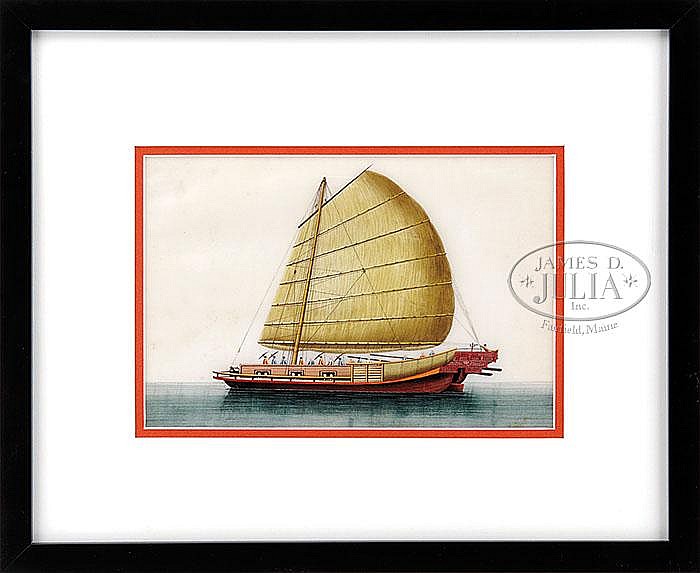 FIVE CHINESE EXPORT PITH PAPER PAINTINGS BY LUEQUA.