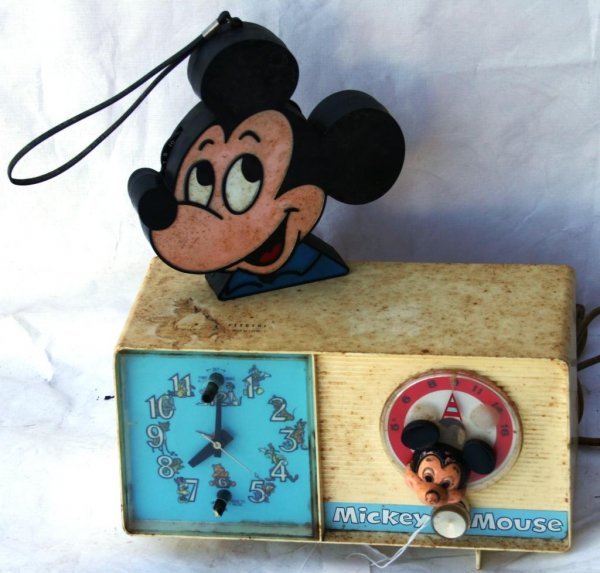 Mickey mouse clock radio together with mickey mouse