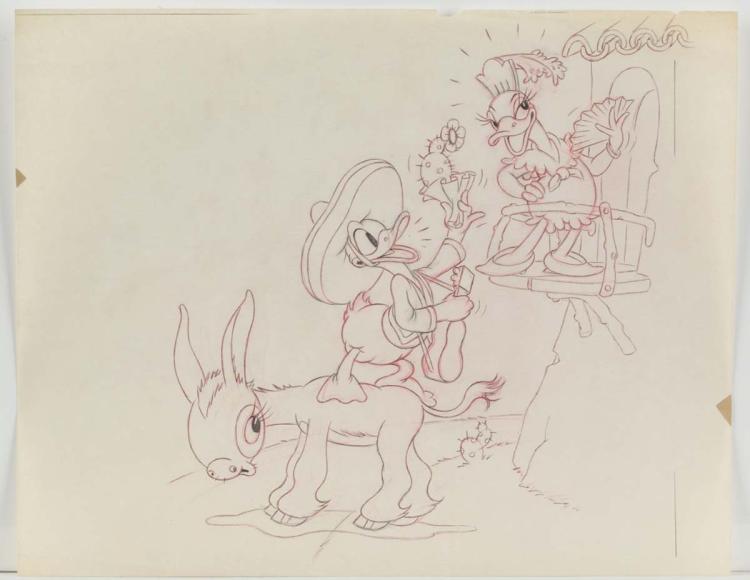 3 Disney Original Production Animation Drawings