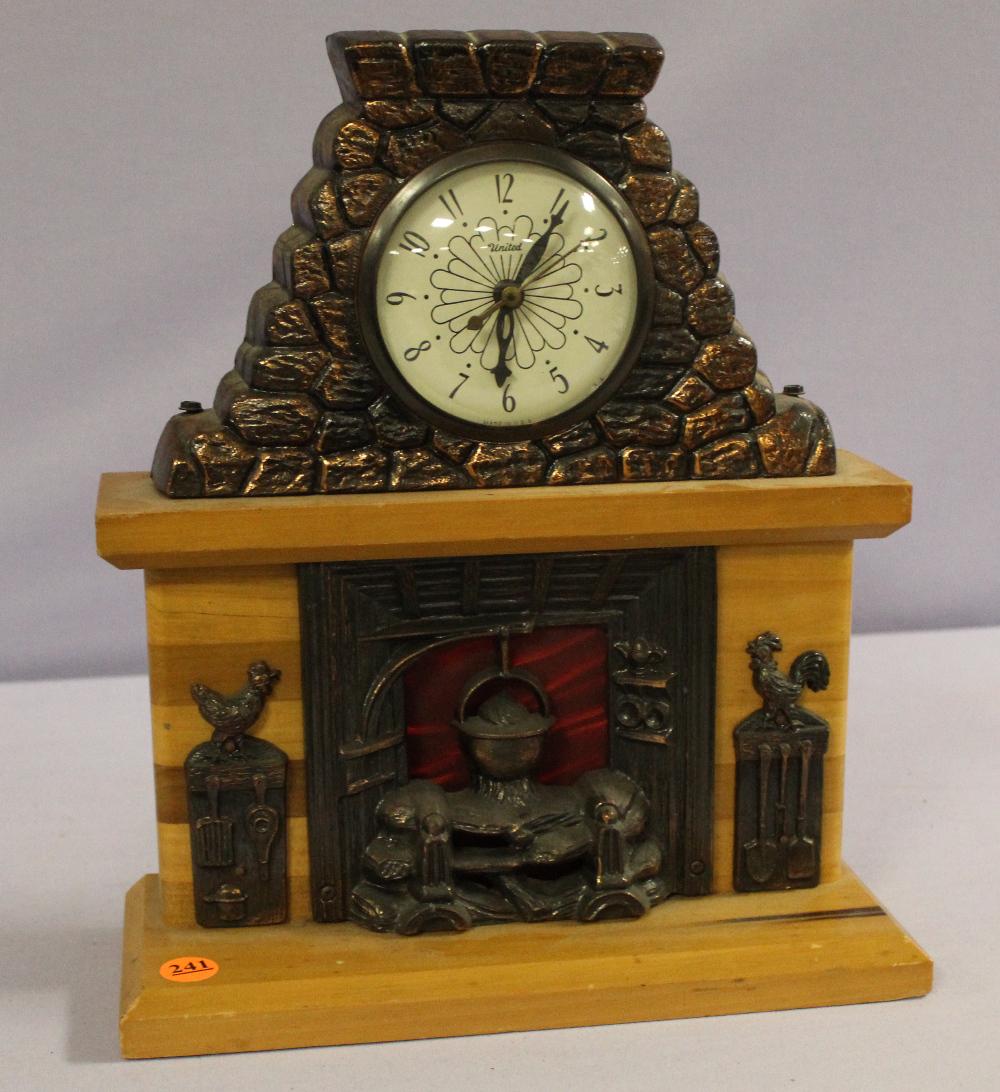 Vintage United Fireplace Animated Electric Clock