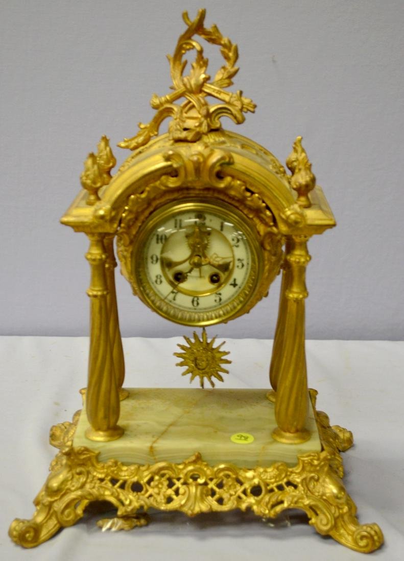 Antique Gilbert Tarsus Crystal Regulator Clock