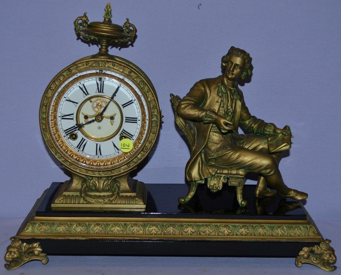 Antique Ansonia Mozart Statue Clock