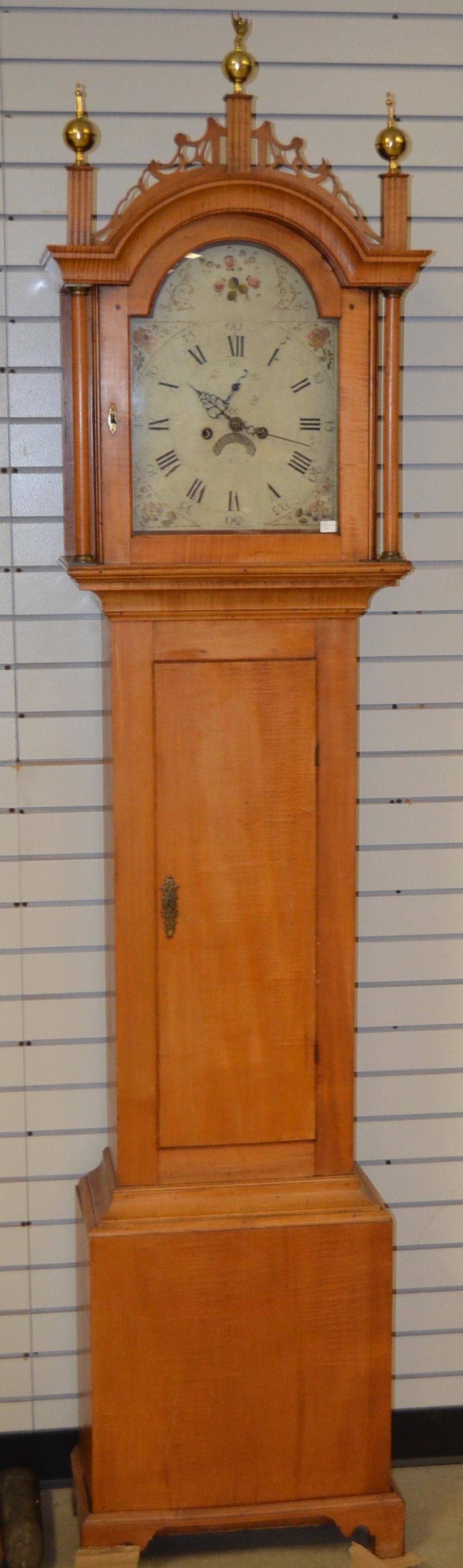 Antique 2 Weight Tall Case Calendar Clock