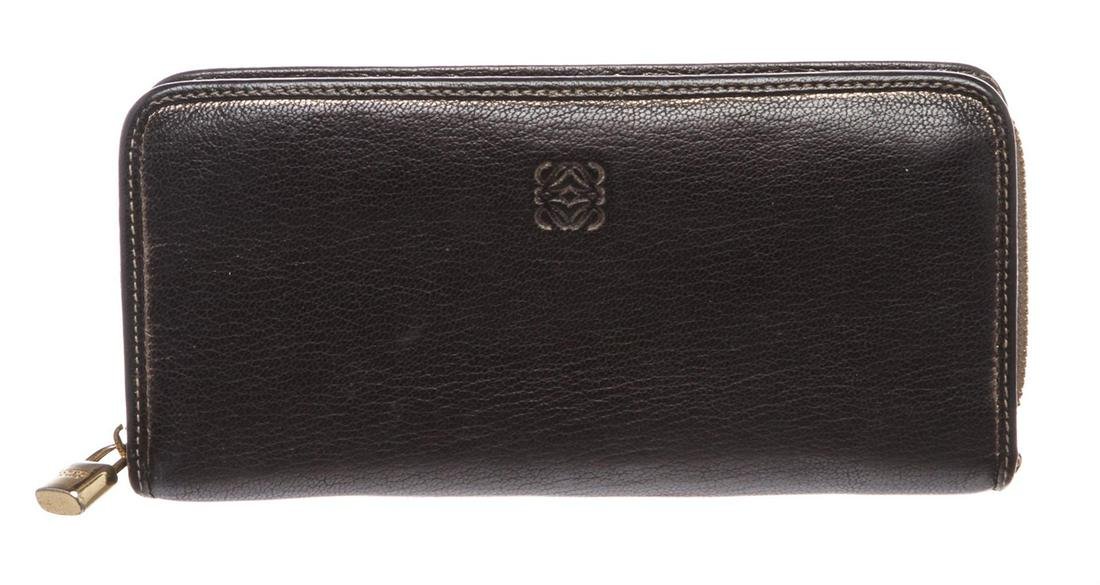 Loewe Black Leather Long Zip Wallet