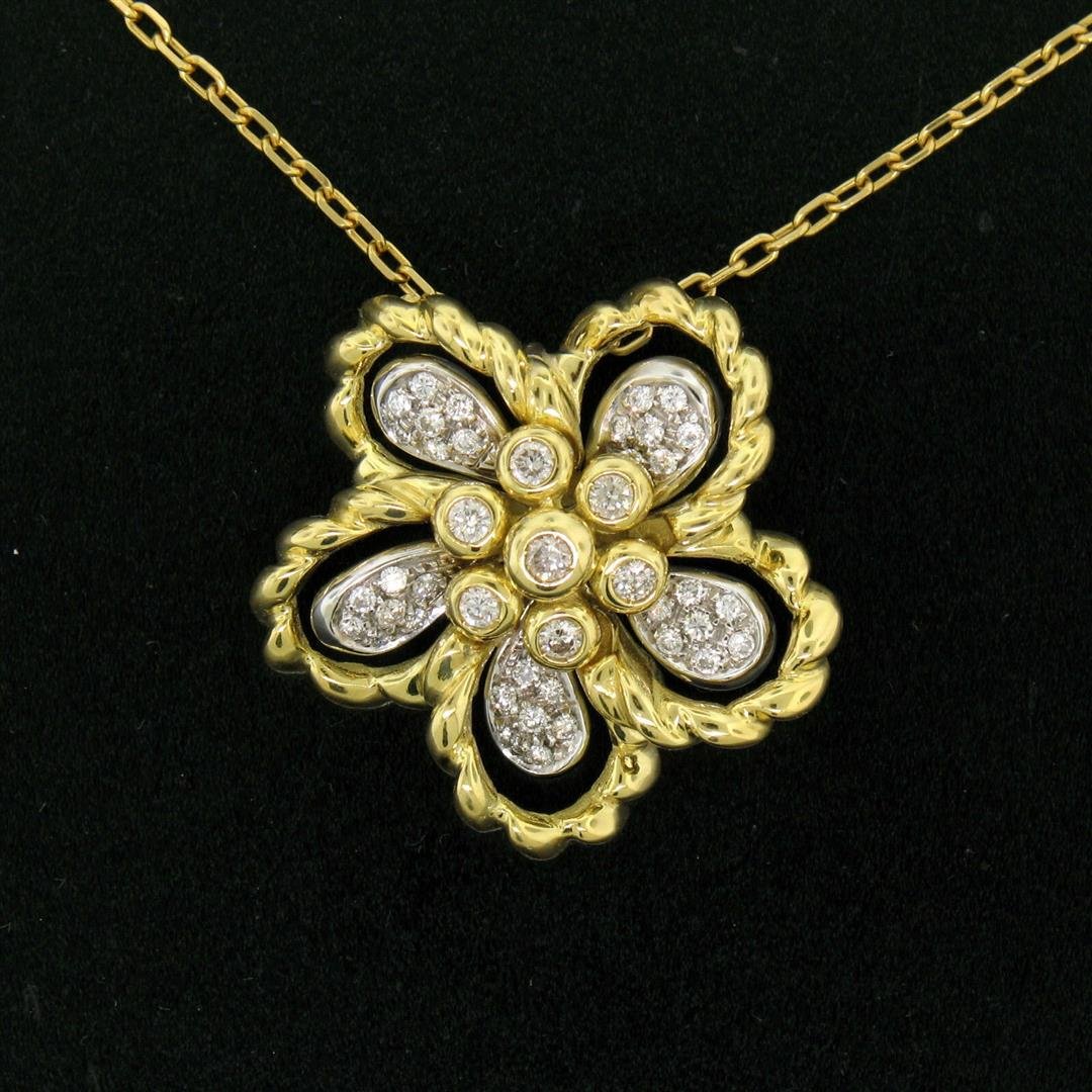 18k Yellow and White Gold 1.22 ctw Diamond Cluster