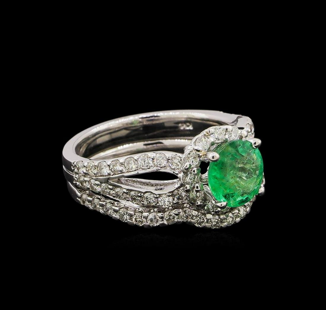 14KT White Gold 1.43 ctw Emerald and Diamond Wedding